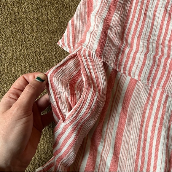 MINKPINK Ocean Side Summer Striped Coral & White Playsuit Size Small - Picture 16 of 16